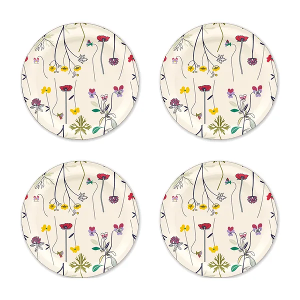 Herbarium glasunderlägg Ø11 cm 4-pack, Off
