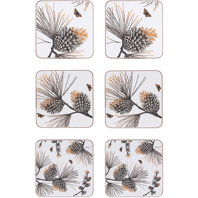 &Aring;ry Home Pine Cone glasunderl&auml;gg 6-pack Cotton white