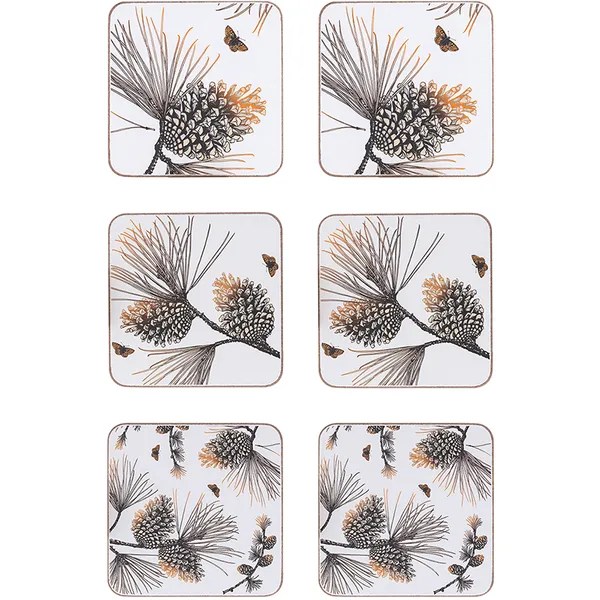 Pine Cone glasunderlägg 6-pack, Cotton