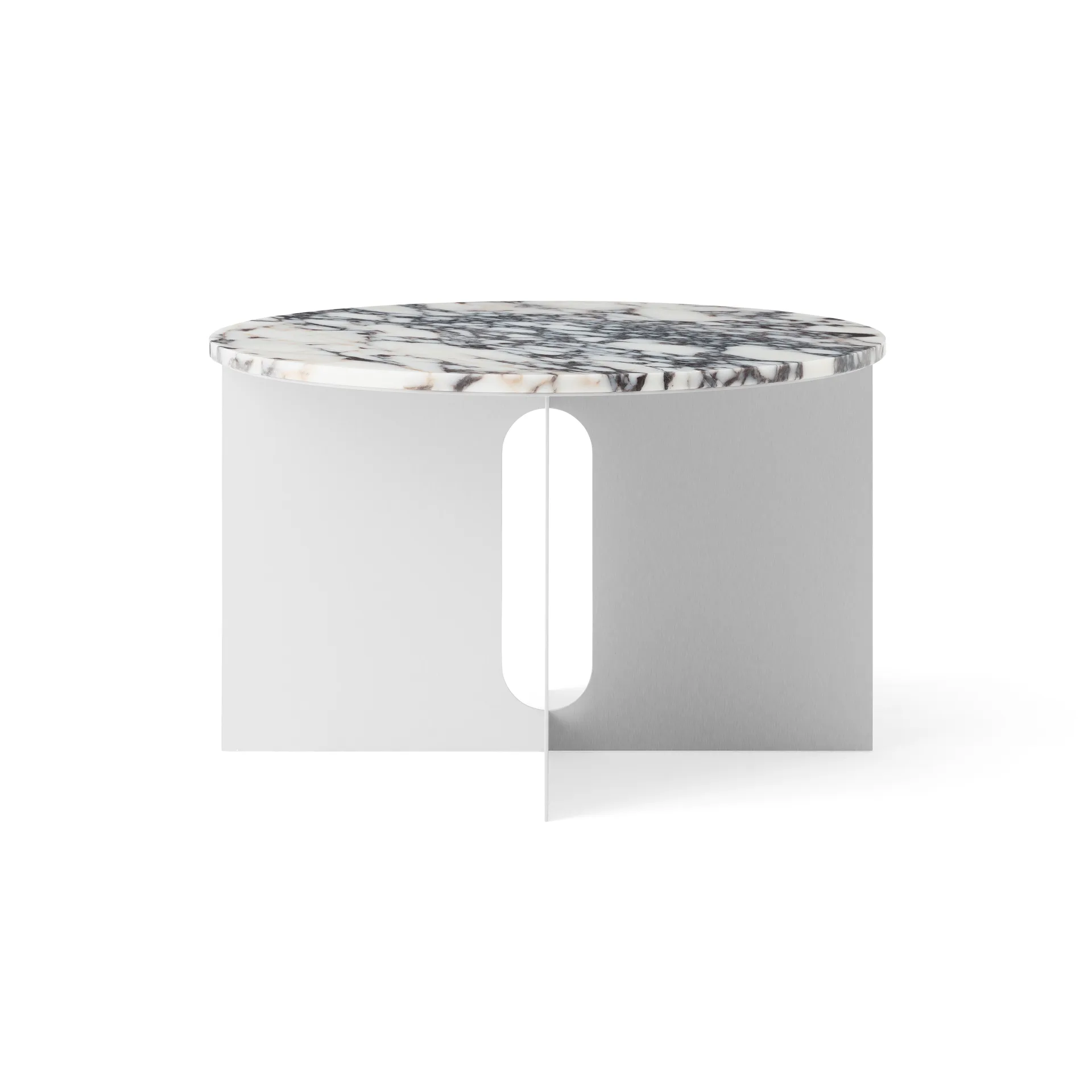 Audo Copenhagen Androgyne sivupöytä Calacatta Viola marmori-harjattu teräs, Ø65 cm
