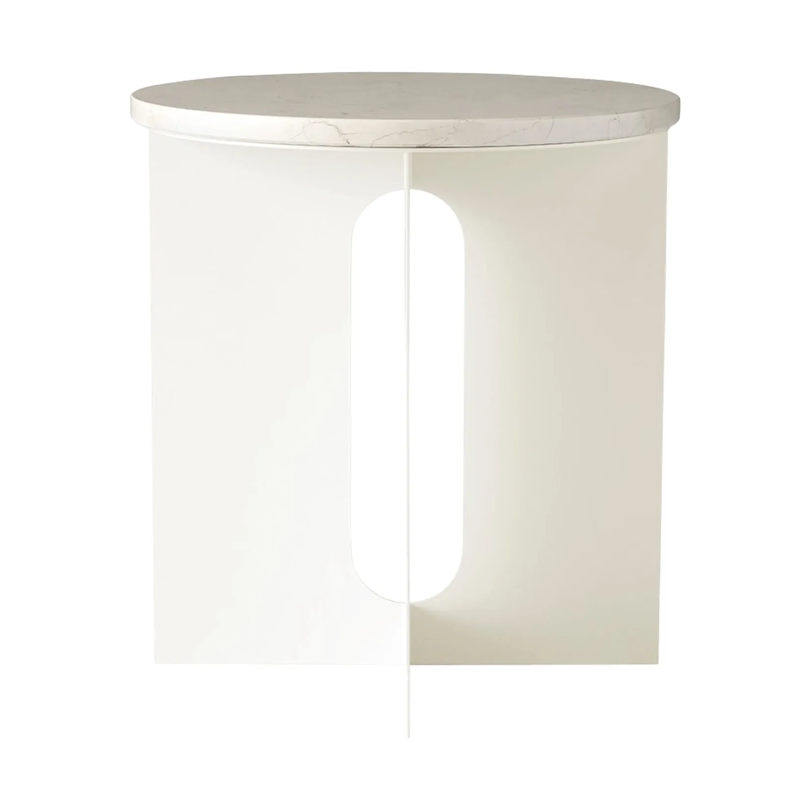 Audo Copenhagen Androgyne sivupöytä Crystal Rose marmori-ivory teräs, Ø42 cm