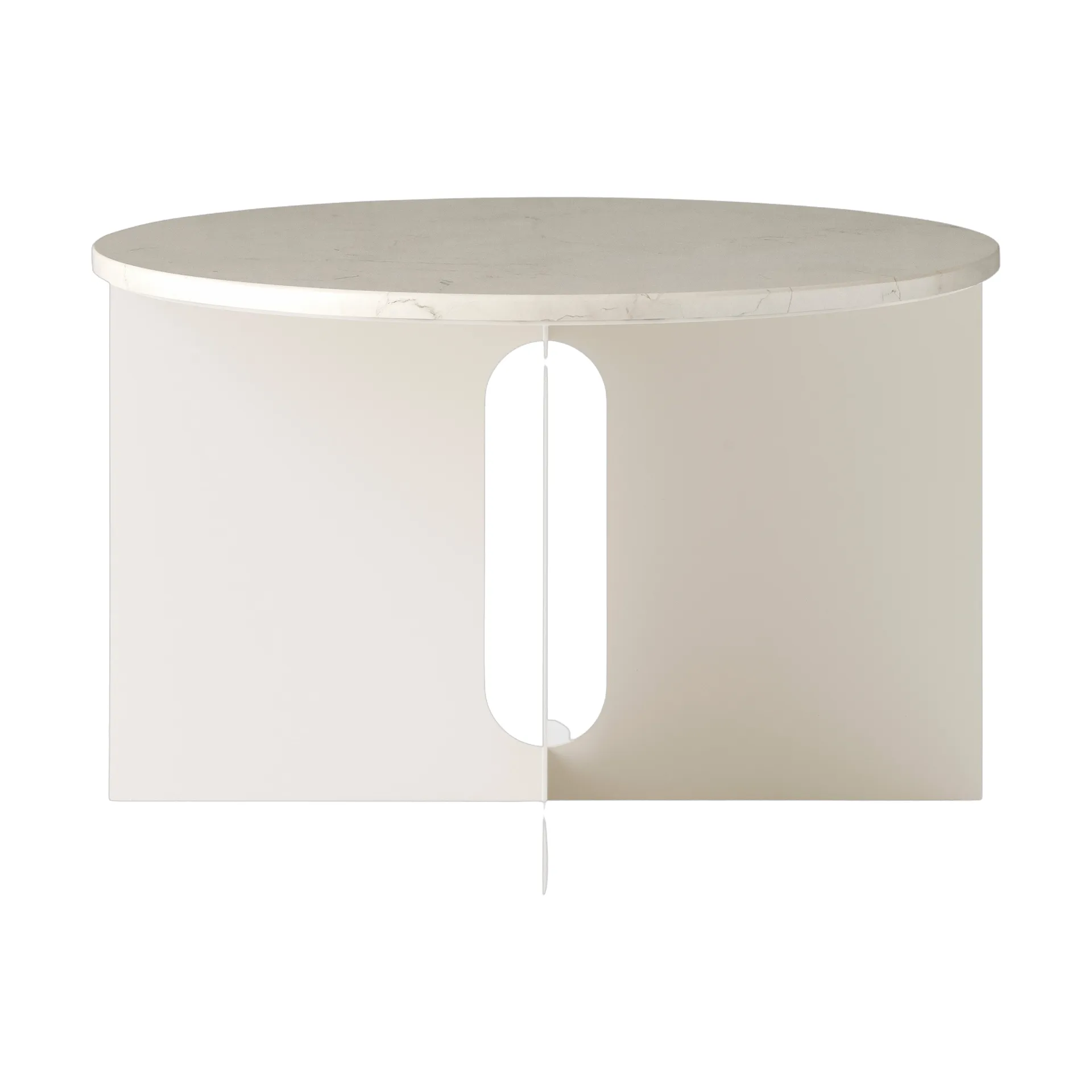 Audo Copenhagen Androgyne sivupöytä Crystal Rose marmori-ivory teräs, Ø65 cm