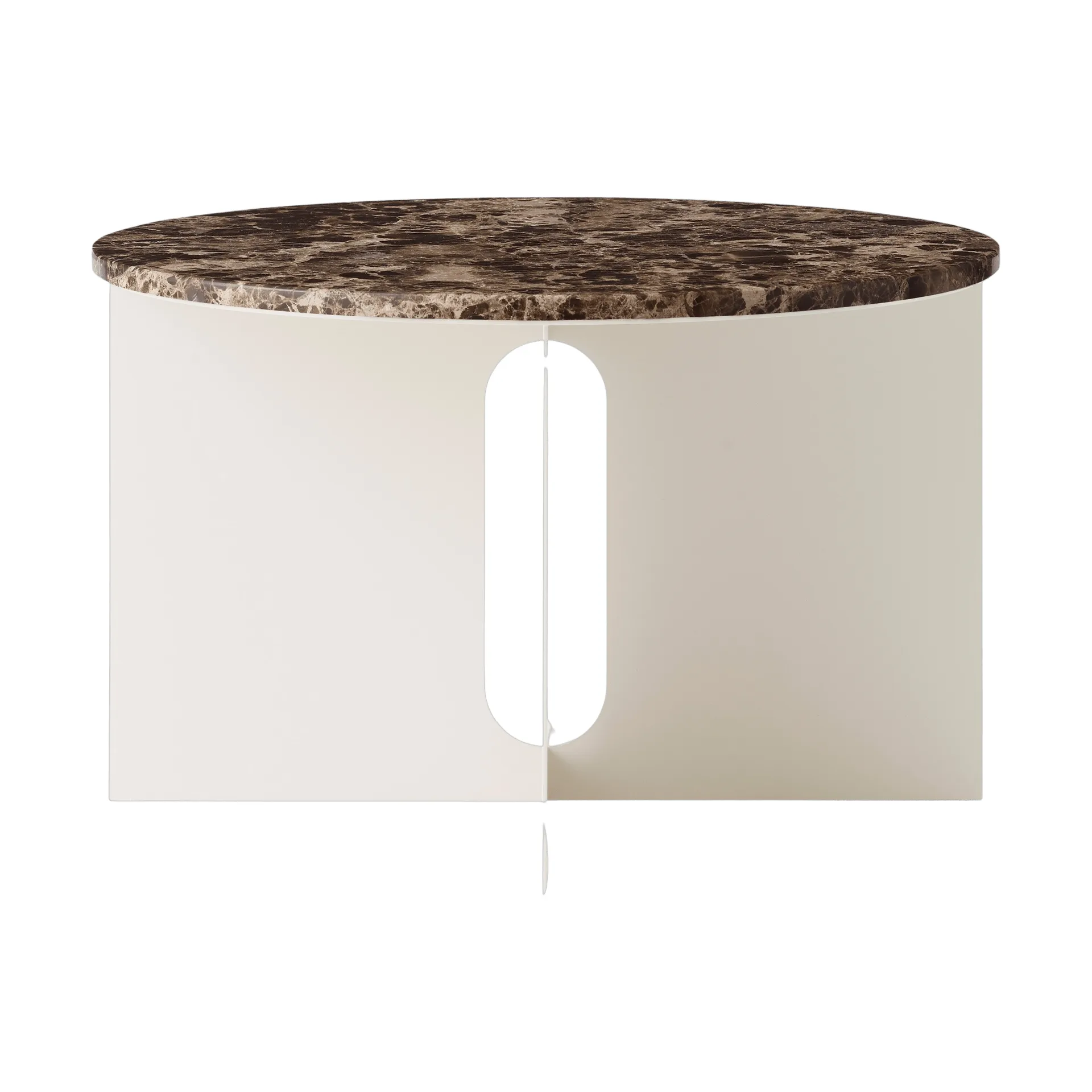 Audo Copenhagen Androgyne sivupöytä Emperador-marmori - ivory teräs, Ø65 cm