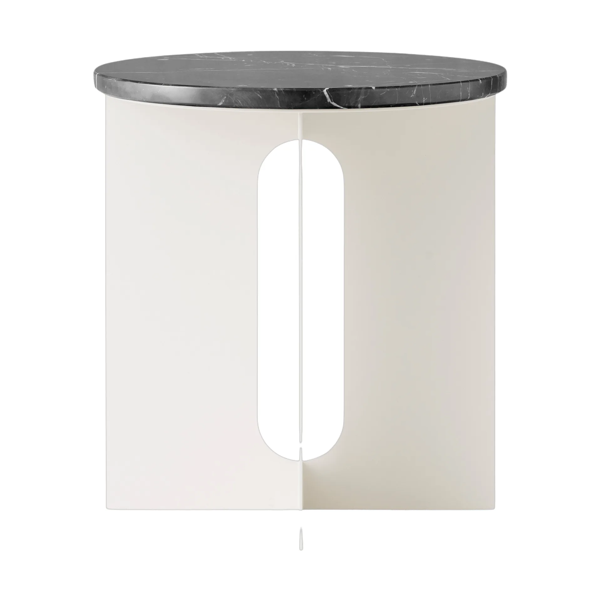 Audo Copenhagen Androgyne sivupöytä Nero Marquina marmori-ivory teräs, Ø42 cm