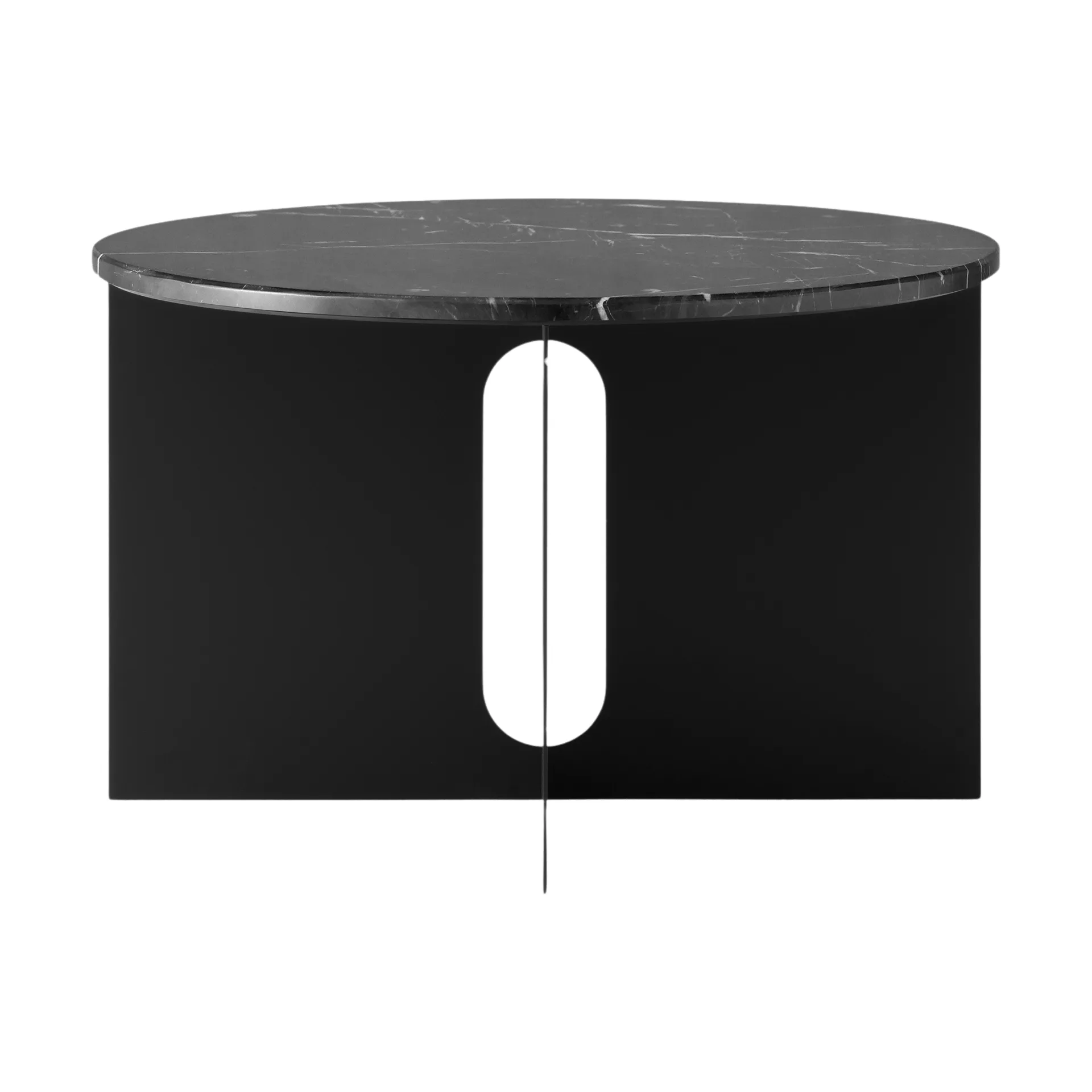 Audo Copenhagen Androgyne sivupöytä Nero Marquina marmori-musta teräs, Ø65 cm