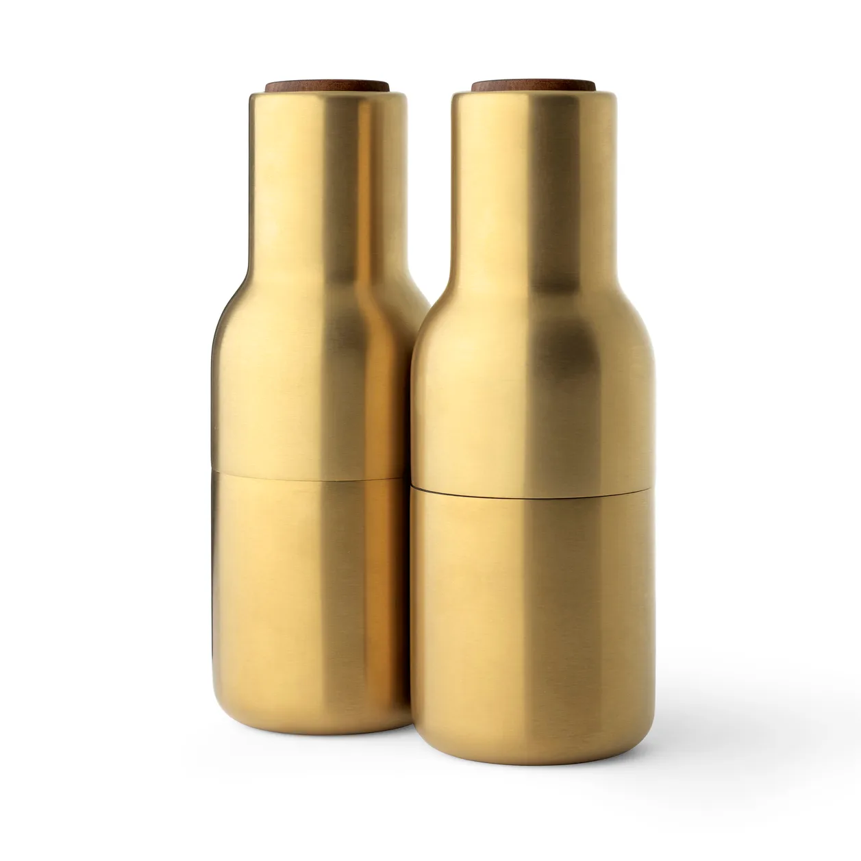 Audo Copenhagen Bottle Grinder krydderikværn metal 2-pak Brushed brass (låg i valnød)