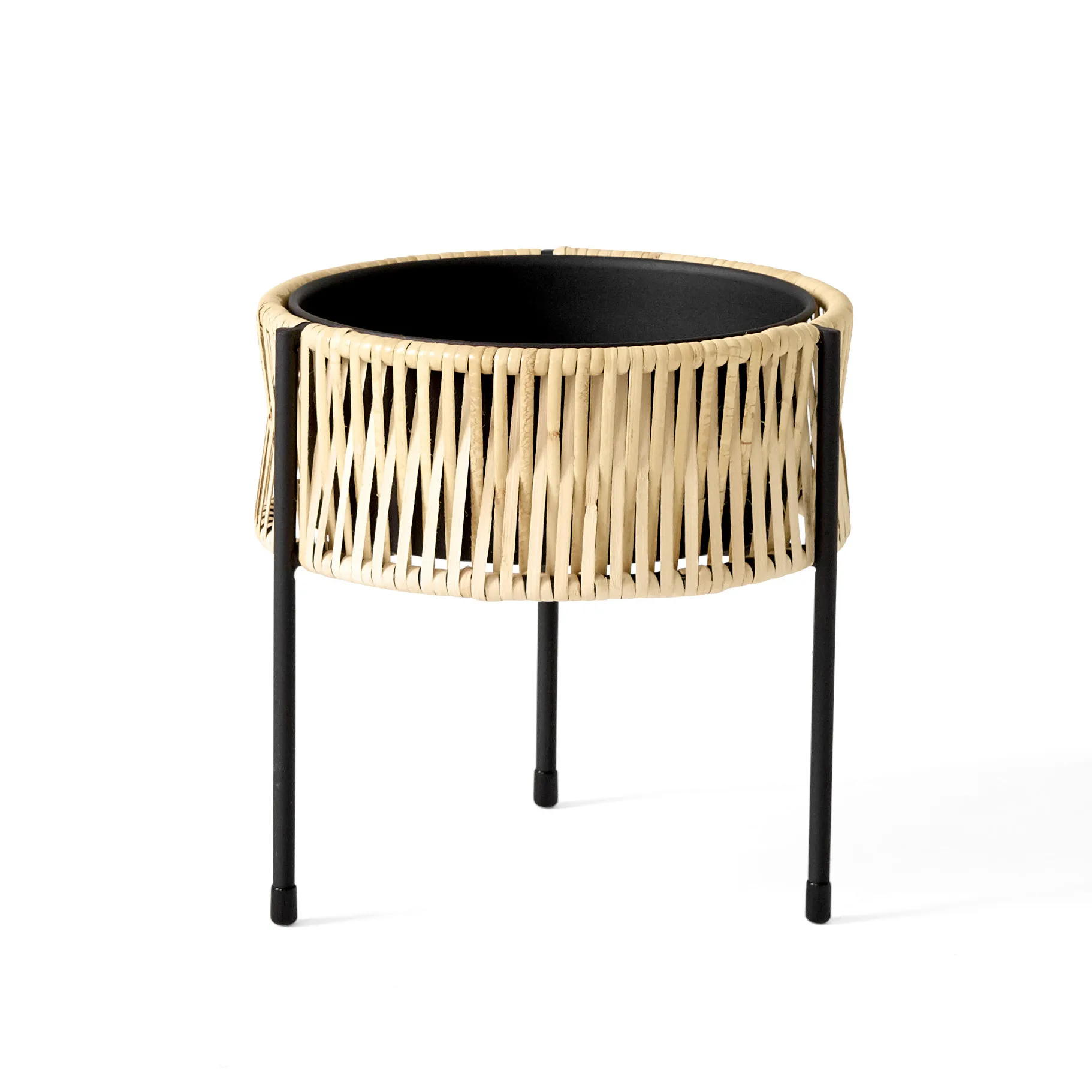 Audo Copenhagen Jardinière Umanoff planter rotin-acier h27 cm Ø