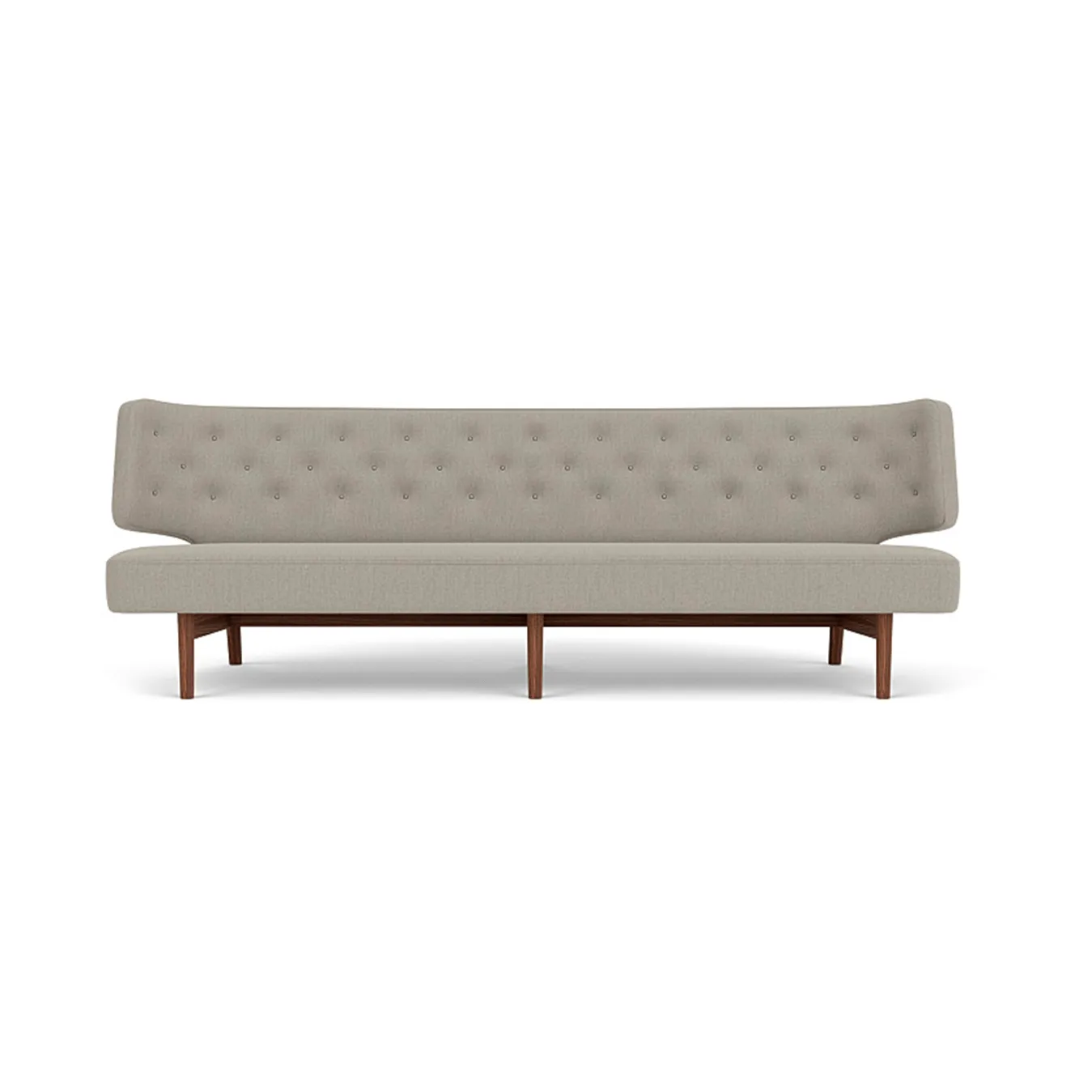 Audo Copenhagen Radiohus Sofa täysin verhoiltu RE-WOOL PC1T Global HR BUTTONS Vegetal 4-Legs Base Re-wool 218-pähkinä, nahkanapit, 3-istuttava