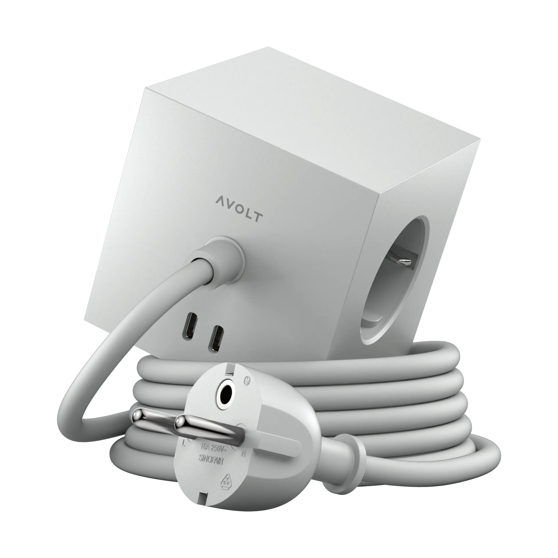 Avolt Square 1 prise avec sortie USB-C 30W 1,8 m Gotland gray