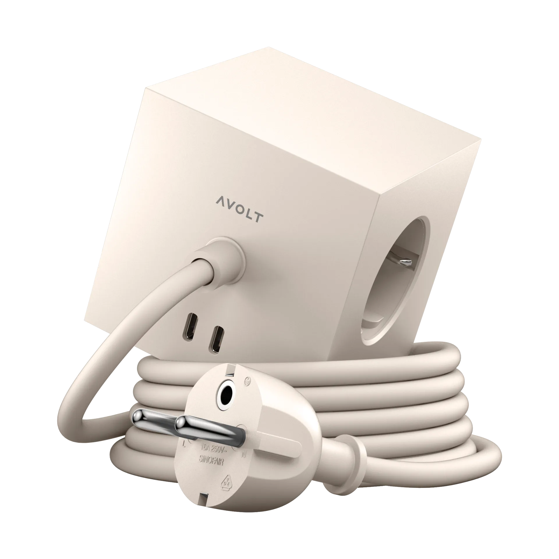 Avolt Square 1 prise avec sortie USB-C 30W 1,8 m Nomad sand