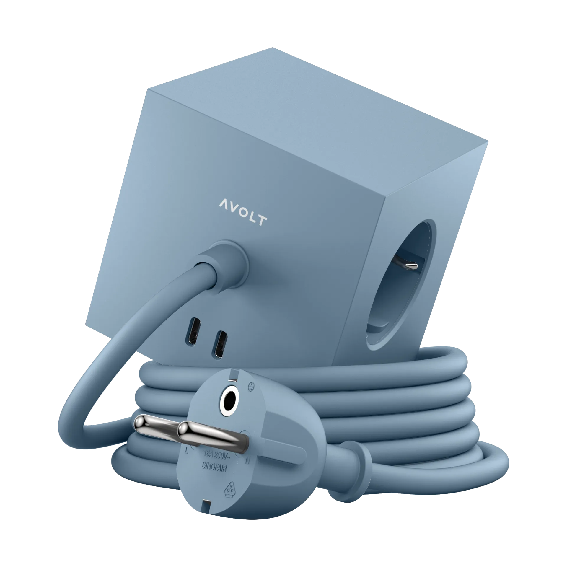 Avolt Square 1 prise avec sortie USB-C 30W 1,8 m Shark blue