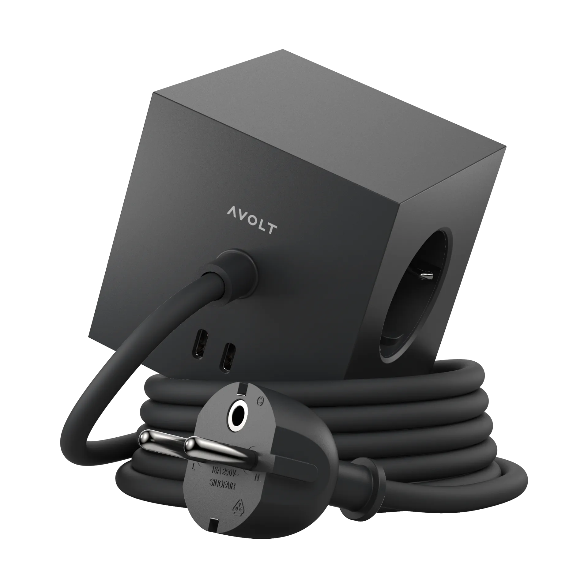 Avolt Square 1 prise avec sortie USB-C 30W 1,8 m Stockholm black