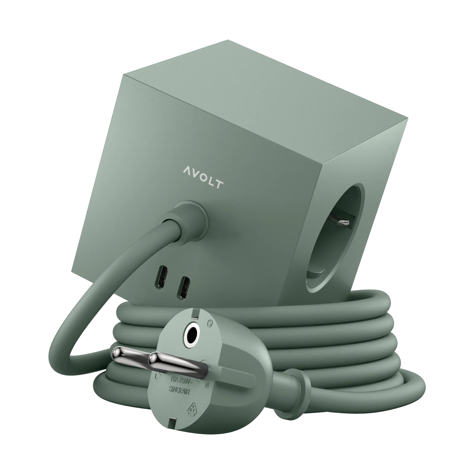 Avolt Square 1 stopcontact met USB-C 30W 1,8 m Oak green