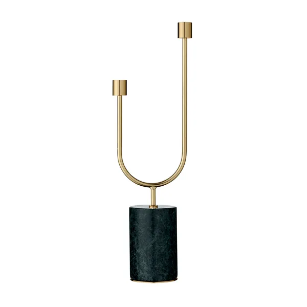 Grasil ljusstake, grön-mässing