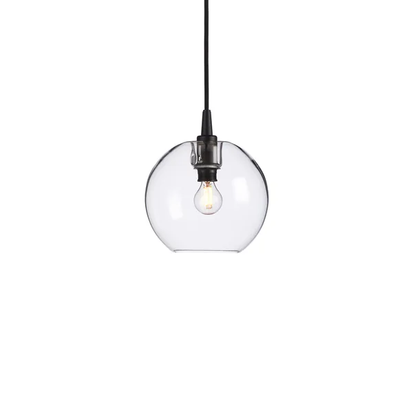 Gloria pendel Ø19 cm, Svart-klarglas