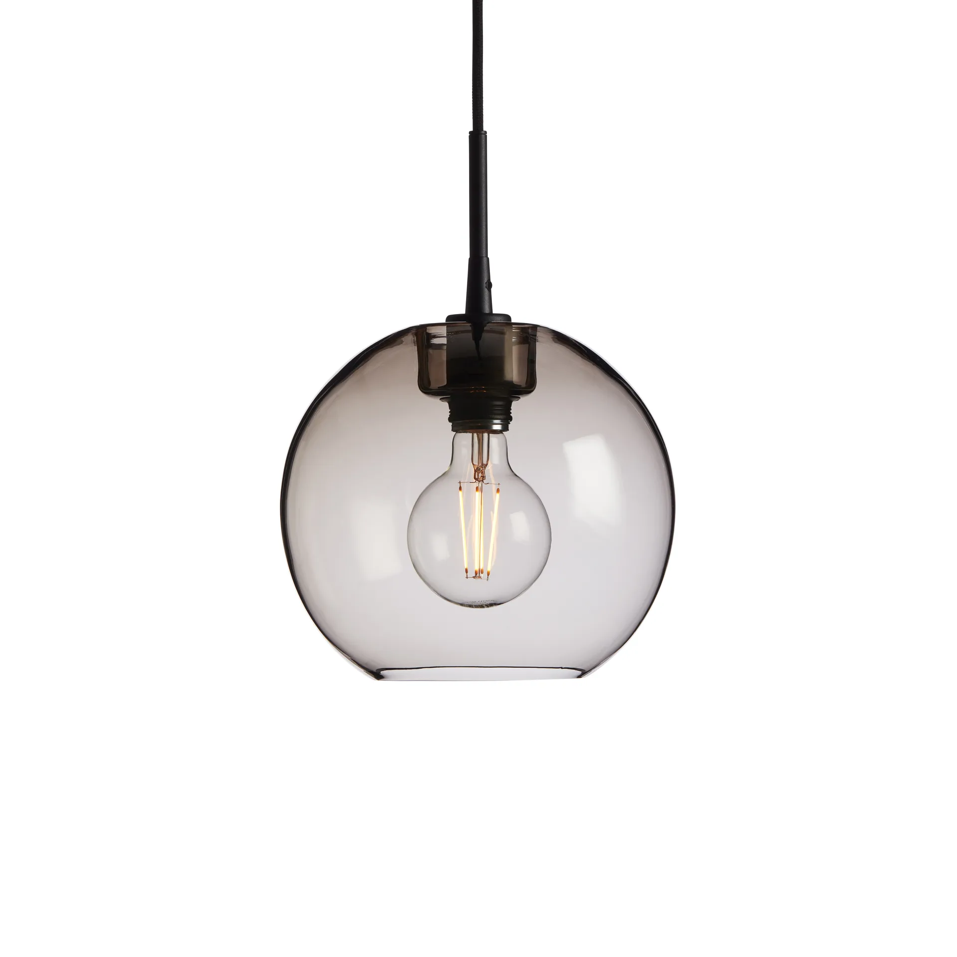 Belid Gloria pendel Ø26 cm Sort/Røgfarvet glas
