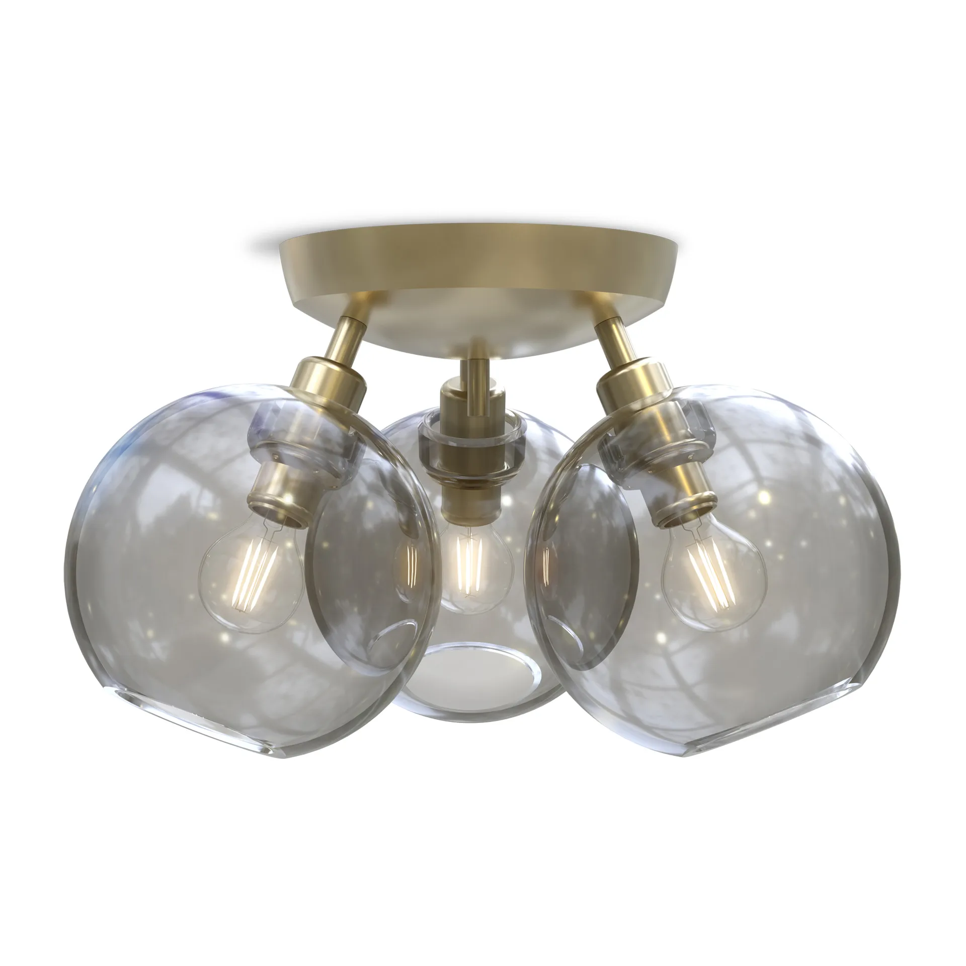 Belid Gloria plafond Ø33 cm Mässing-rökfärgat glas