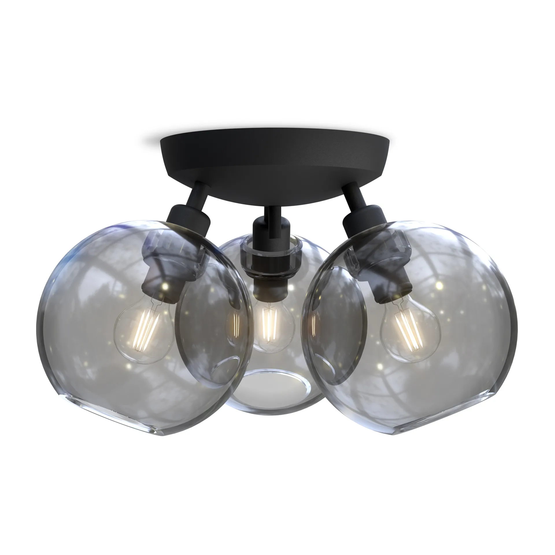 Belid Gloria plafond Ø33 cm Svart-rökfärgat glas