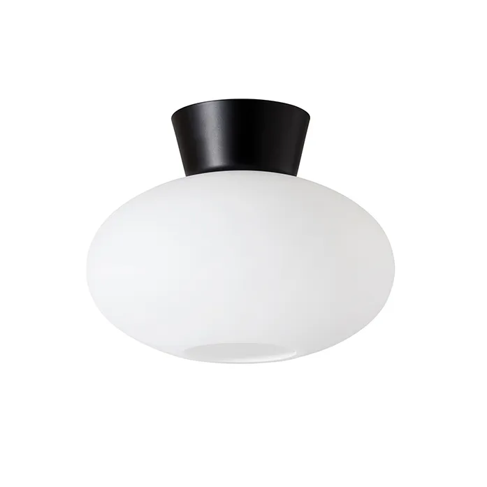 Belid Plafonnier Verre opale Bullo Ø Noir mat