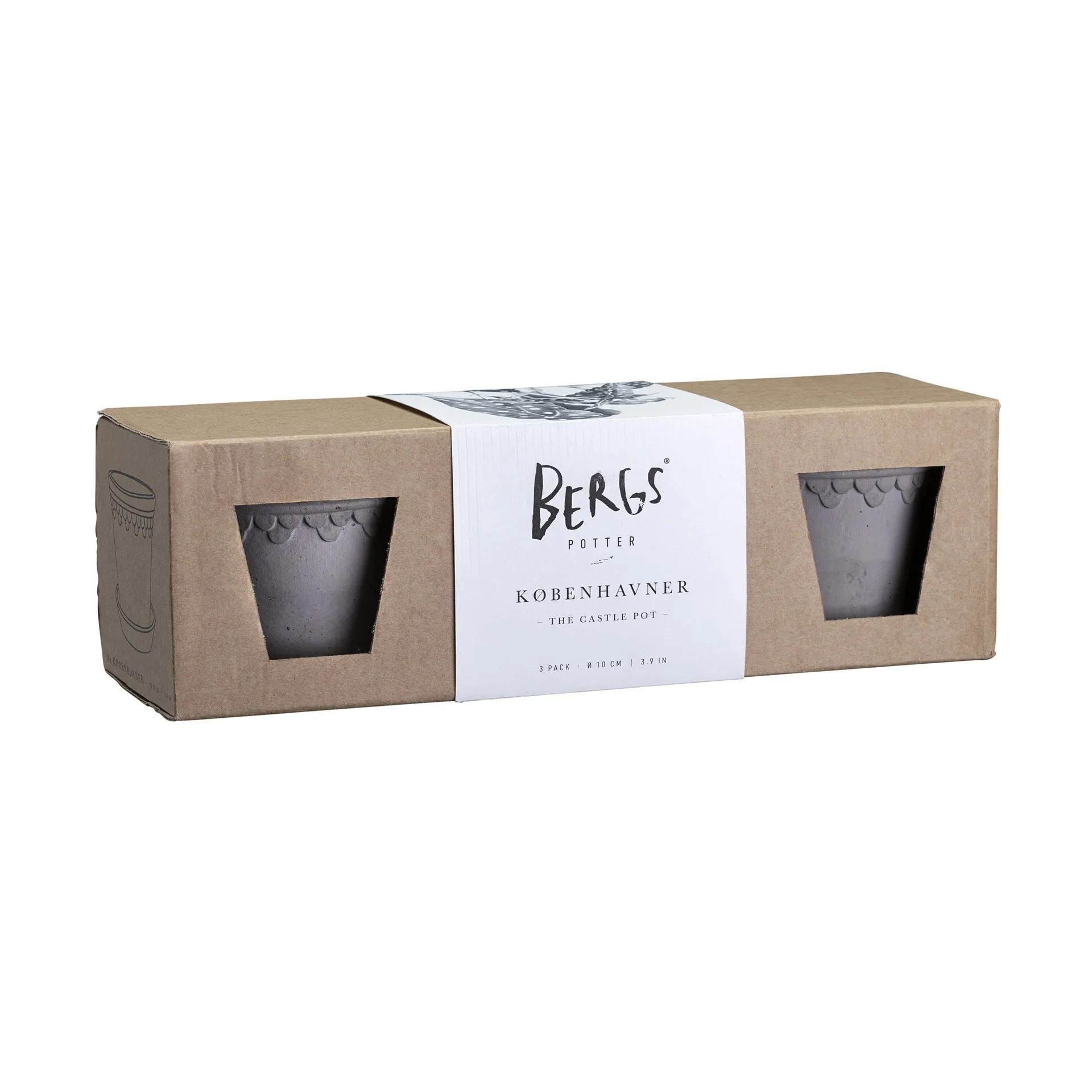 Bergs Potter Cache-pot Københavner Ø, Lot de 3 Gris