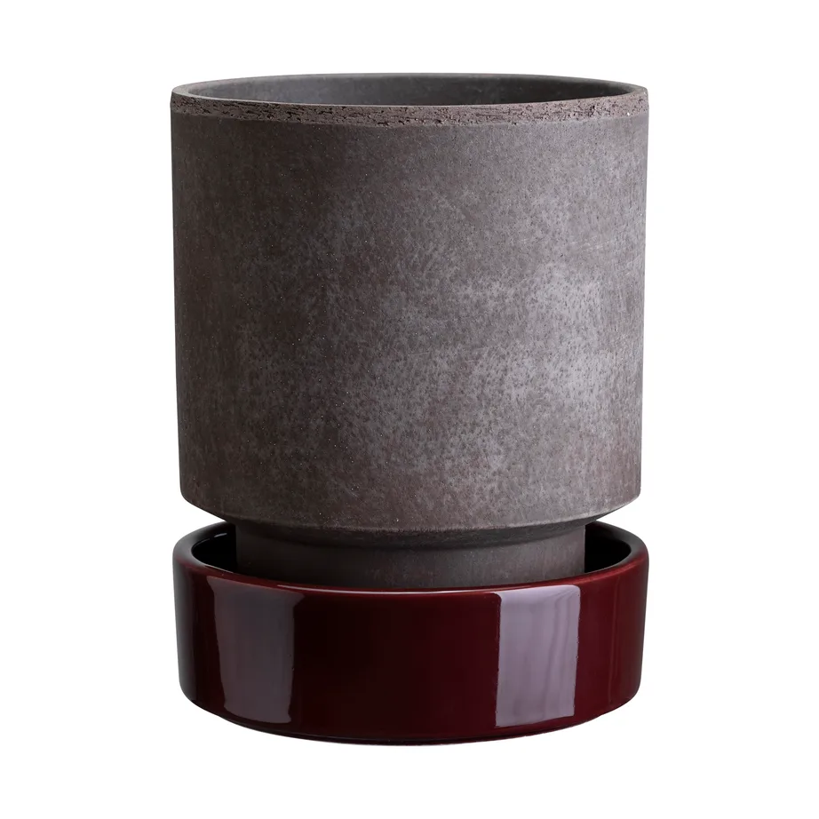 Bergs Potter Pot Hoff Ø, Raw Grey-Deep Burgundy