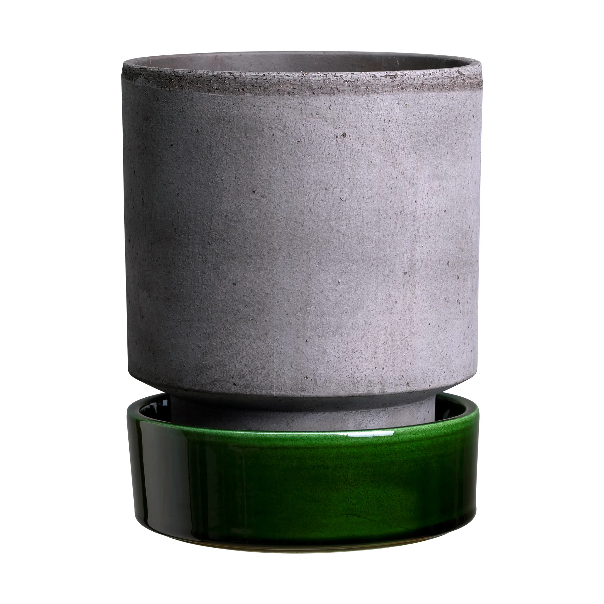 Bergs Potter Pot Hoff Ø, Raw Grey-Emerald Green
