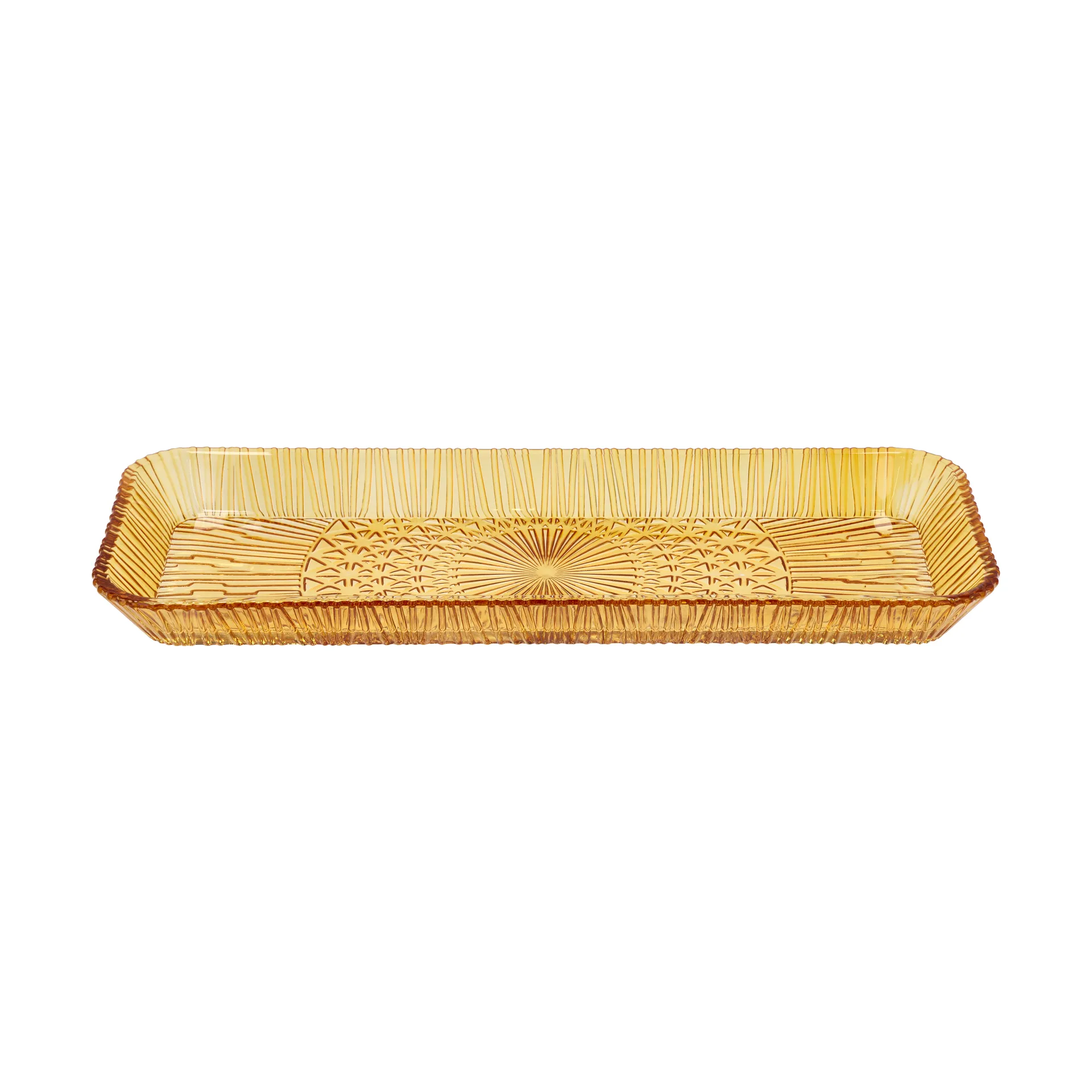 Bitz Kusintha Serveringsfat 14x38 Cm Amber - Uppläggningsfat Glas Bärnsten