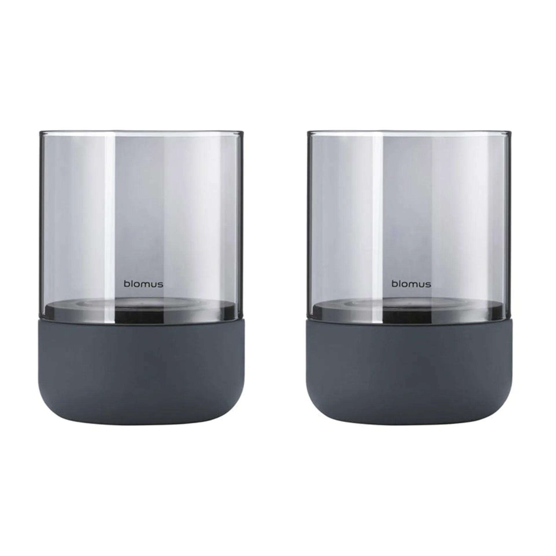 blomus Calma fyrfadsstage Ø7 cm 2-pak Steel gray/Smoke