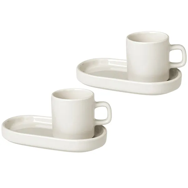 Pilar espressokopp med fat 2-pack, Moonbeam