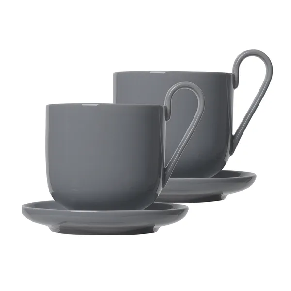 Ro kaffekopp med fat 2-pack, Sharkskin