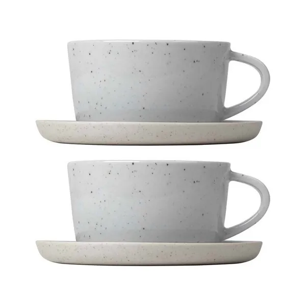 Sablo kaffekopp med fat 15 cl 2-pack, Cloud