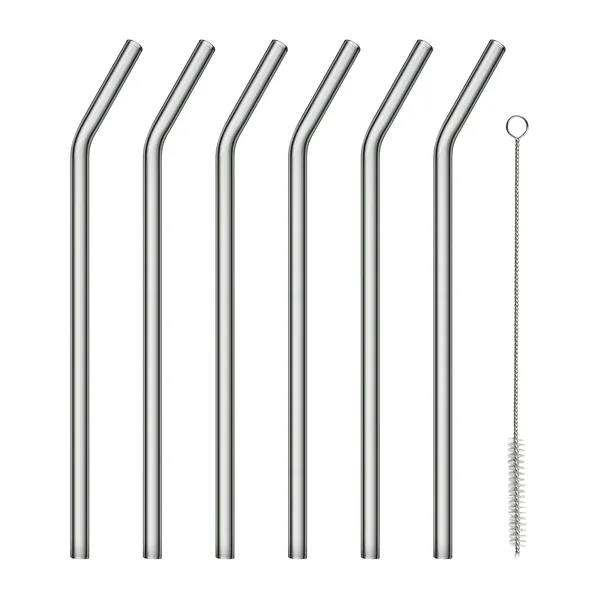 Sala glassugrör böjda med borste Ø20 cm 6-pack, Smoke
