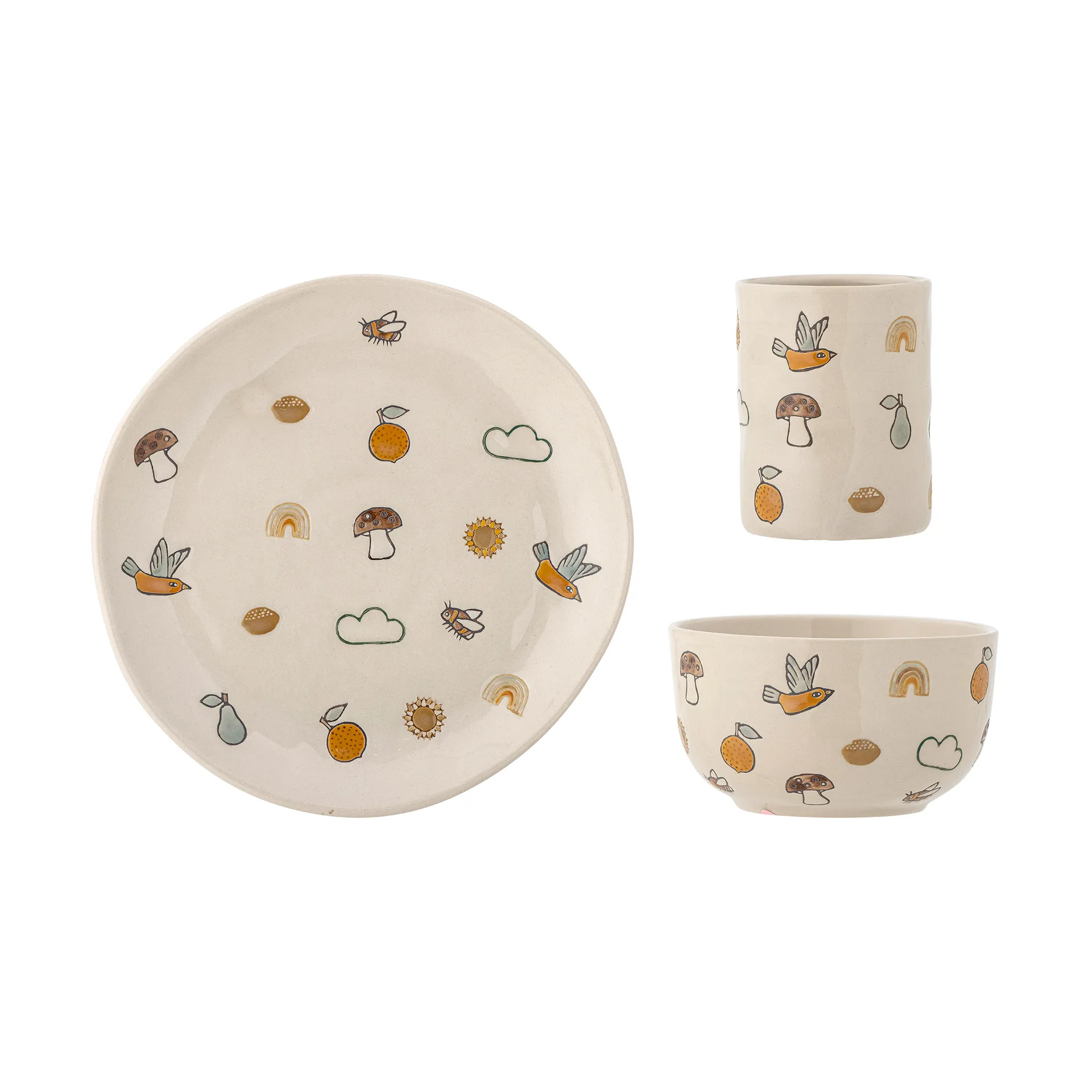 Bloomingville - Agnes Stelsæt, Natur, Stentøj, C:D7xH9/B:D11,5xH6/P:D17,5xH2 cm, Set of 3