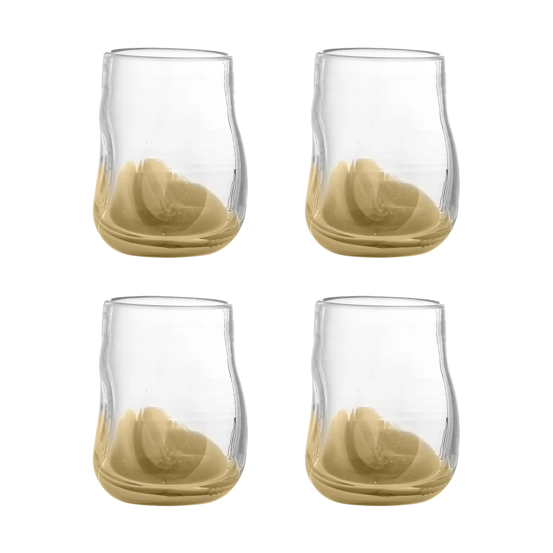 Bloomingville - Ballard Drikkeglas, Natur, Glas - Ø8 Ã H9 cm, sæt med 4