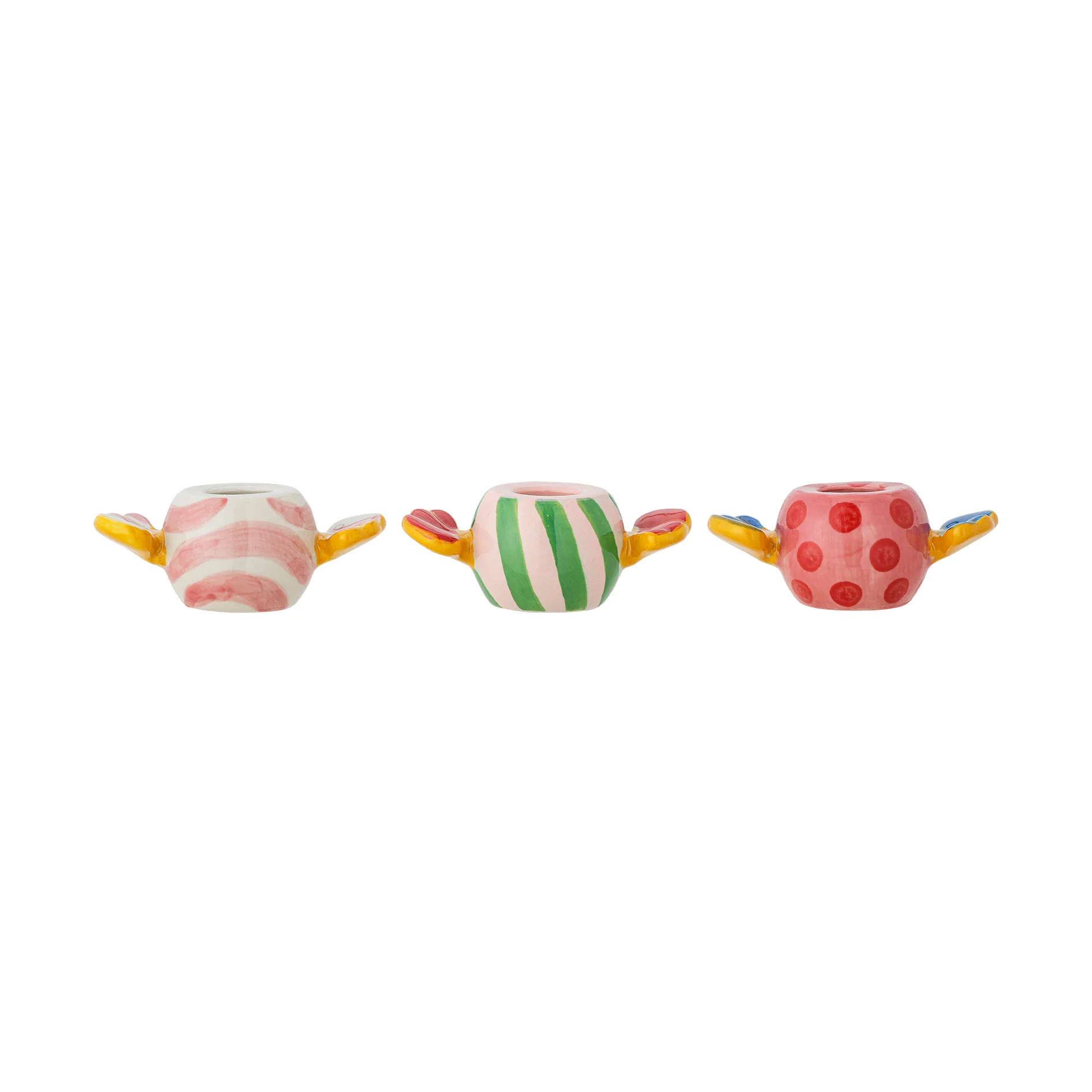 Bloomingville - Caramella Lysestage, Multifarvet, Stentøj, L9,5xH4,5xW5 cm, Set of 3