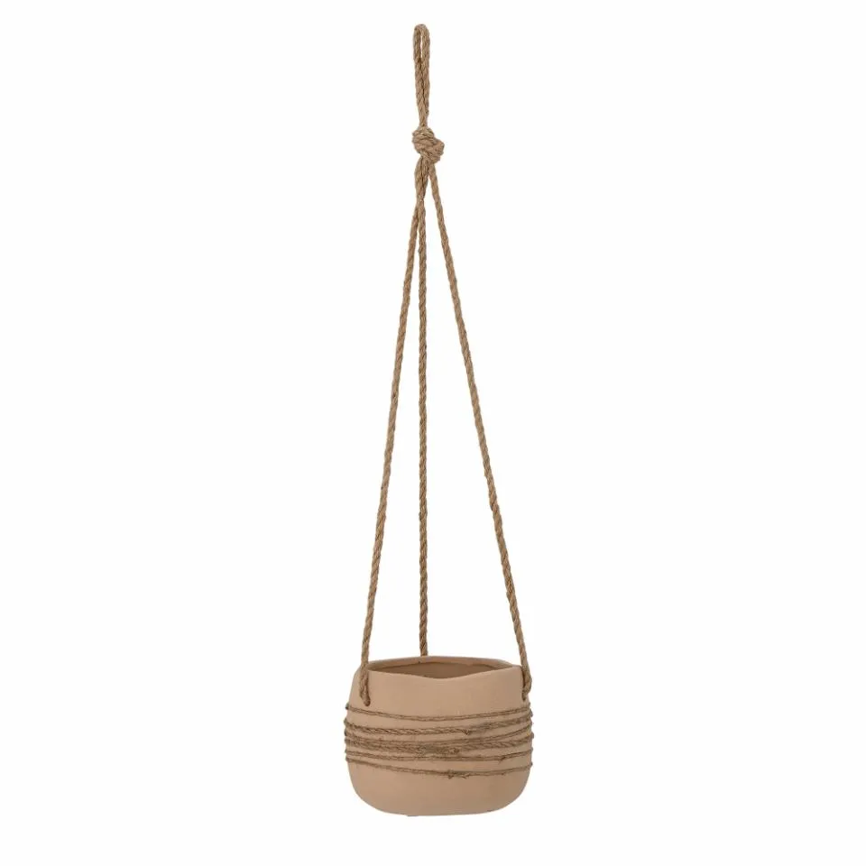 Urtepotteskjuler Bloomingville Cari Ø14 cm x H11 cm natur keramik med ophængningsreb