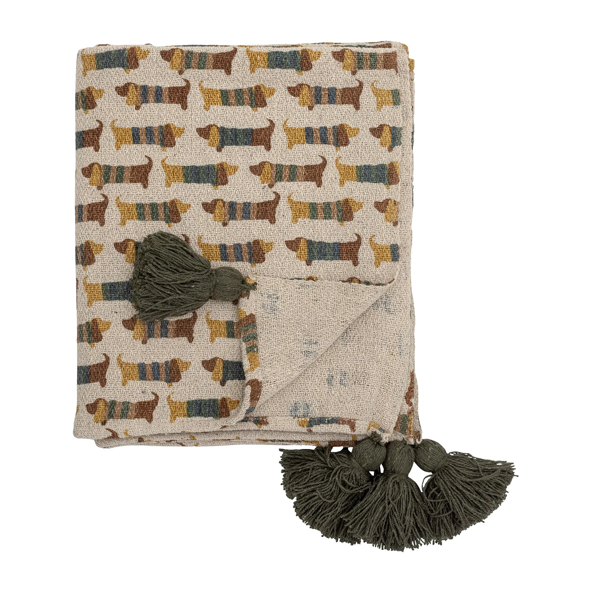 Bloomingville - Charlie Plaid, Multifarvet, Genanvendt Bomuld, L160xW130 cm
