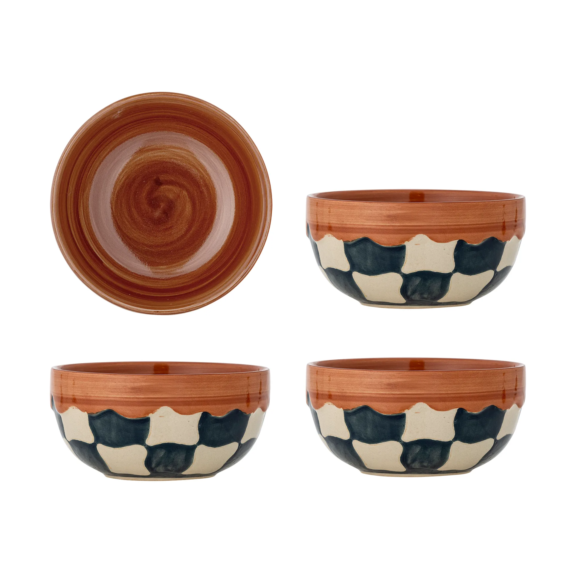 Bloomingville Check sk&aring;l 4-pack &Oslash;14 cm Bl&aring;