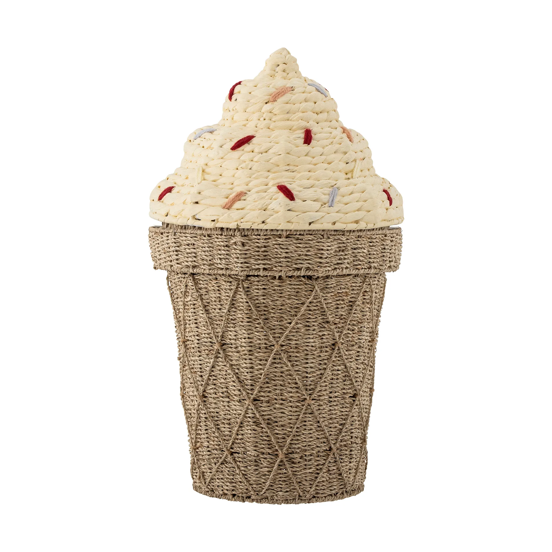 Bloomingville Cillie opbevaringskurv med låg Ø40 cm Nature ice cream