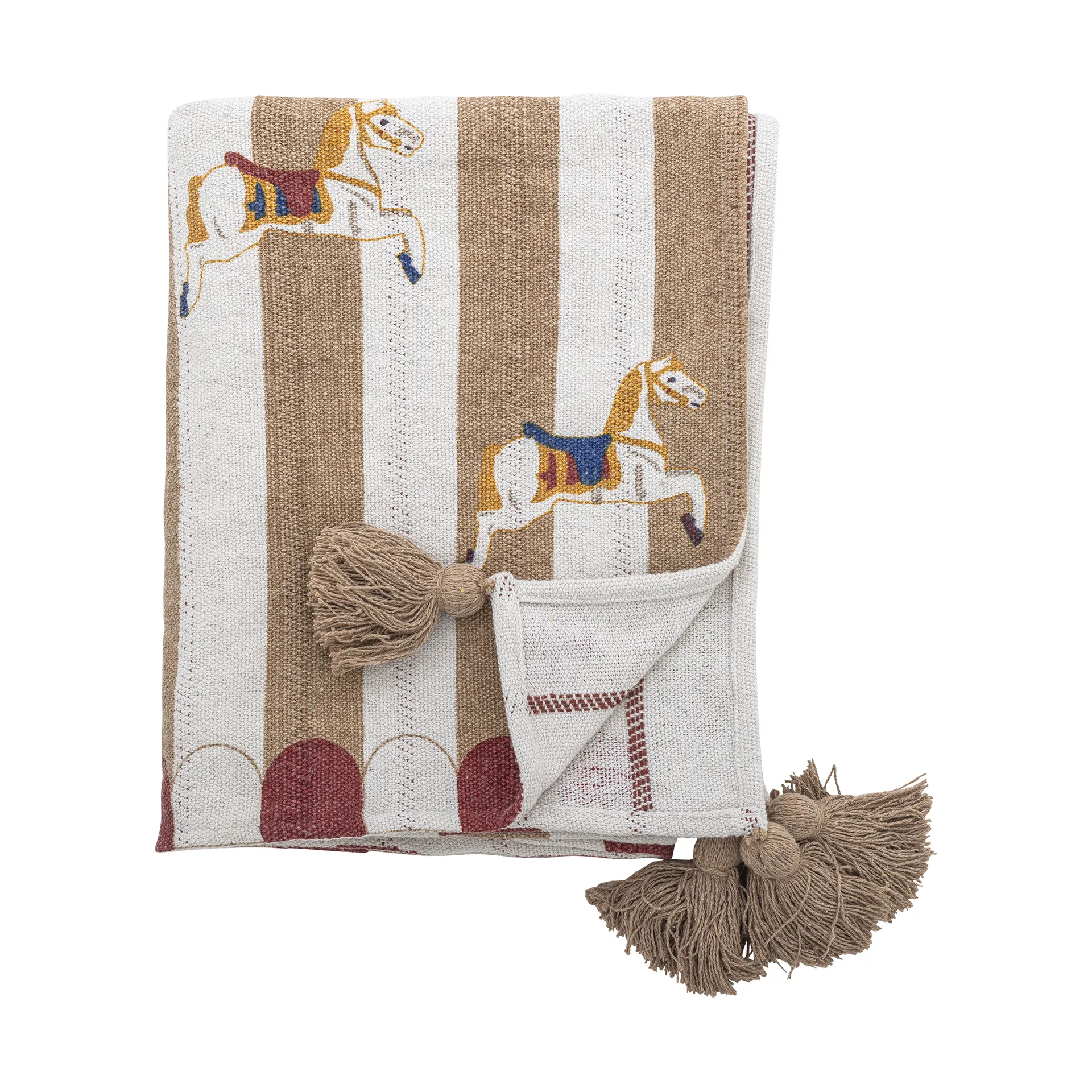 Bloomingville Couverture Merry-go-round cm Beige-rouge