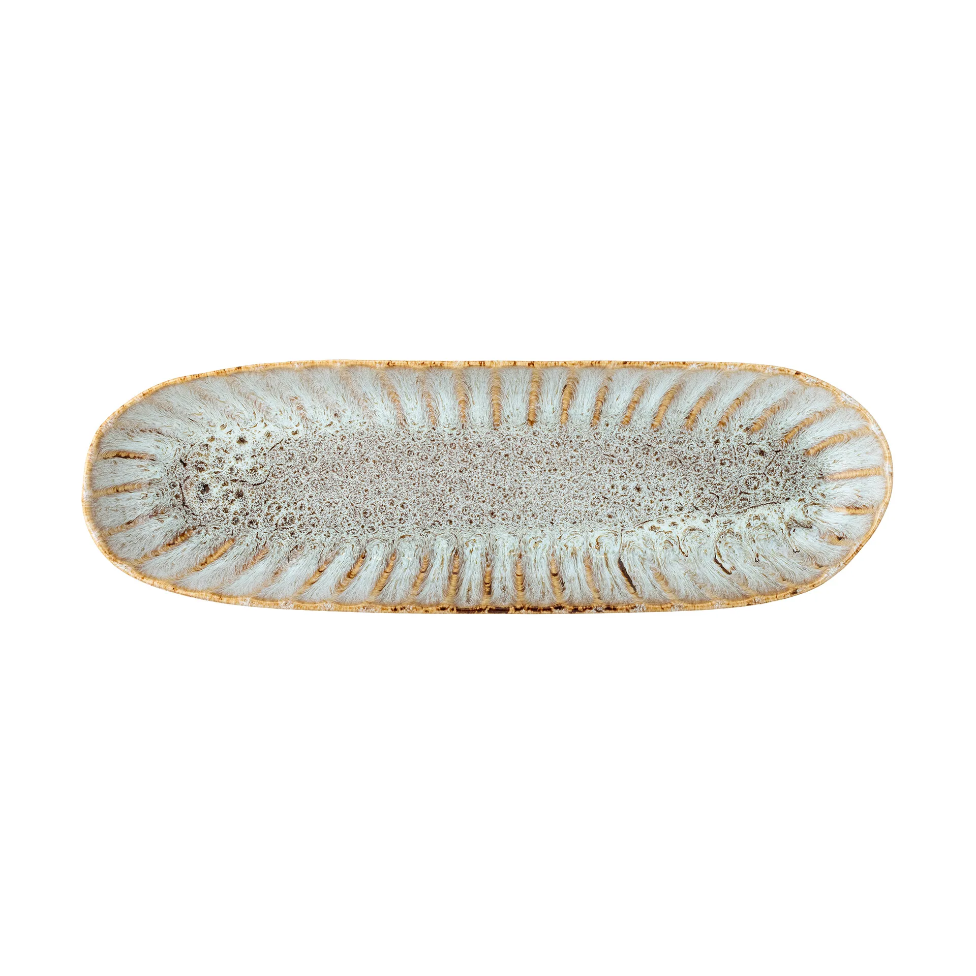Bloomingville - Fleur Serveringsfad, Natur, Stentøj, L37,5xH4xW12 cm