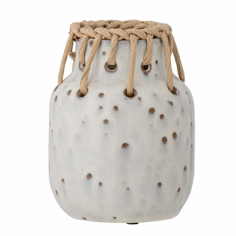 Keramikvase Bloomingville Janel Ø9 x H12 cm hvid rustik nordisk