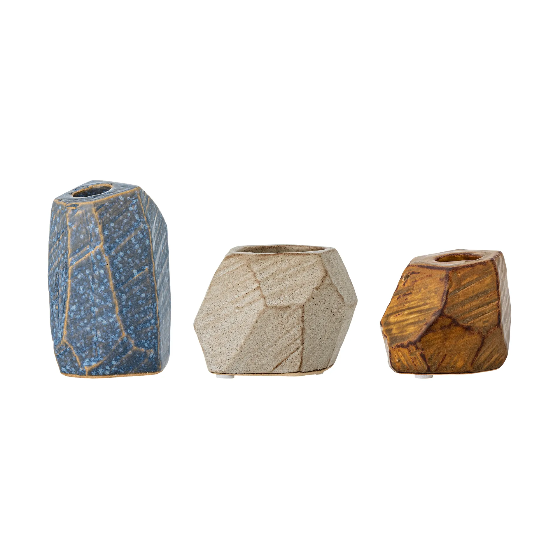 Bloomingville - Kimber Votive & Candle Holder, Multifarvet, Stentøj, D8,5xH6/D9,5xH7/D7xH11 cm, Set of 3