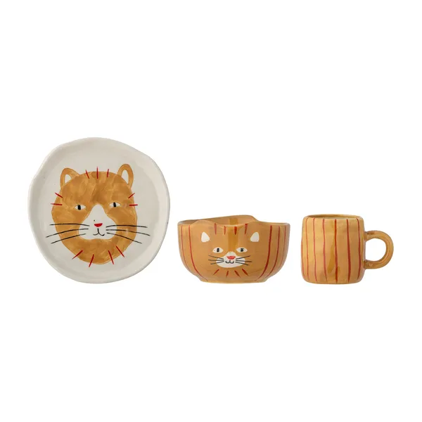 Kittie barnservis stengods 3 delar, Katt