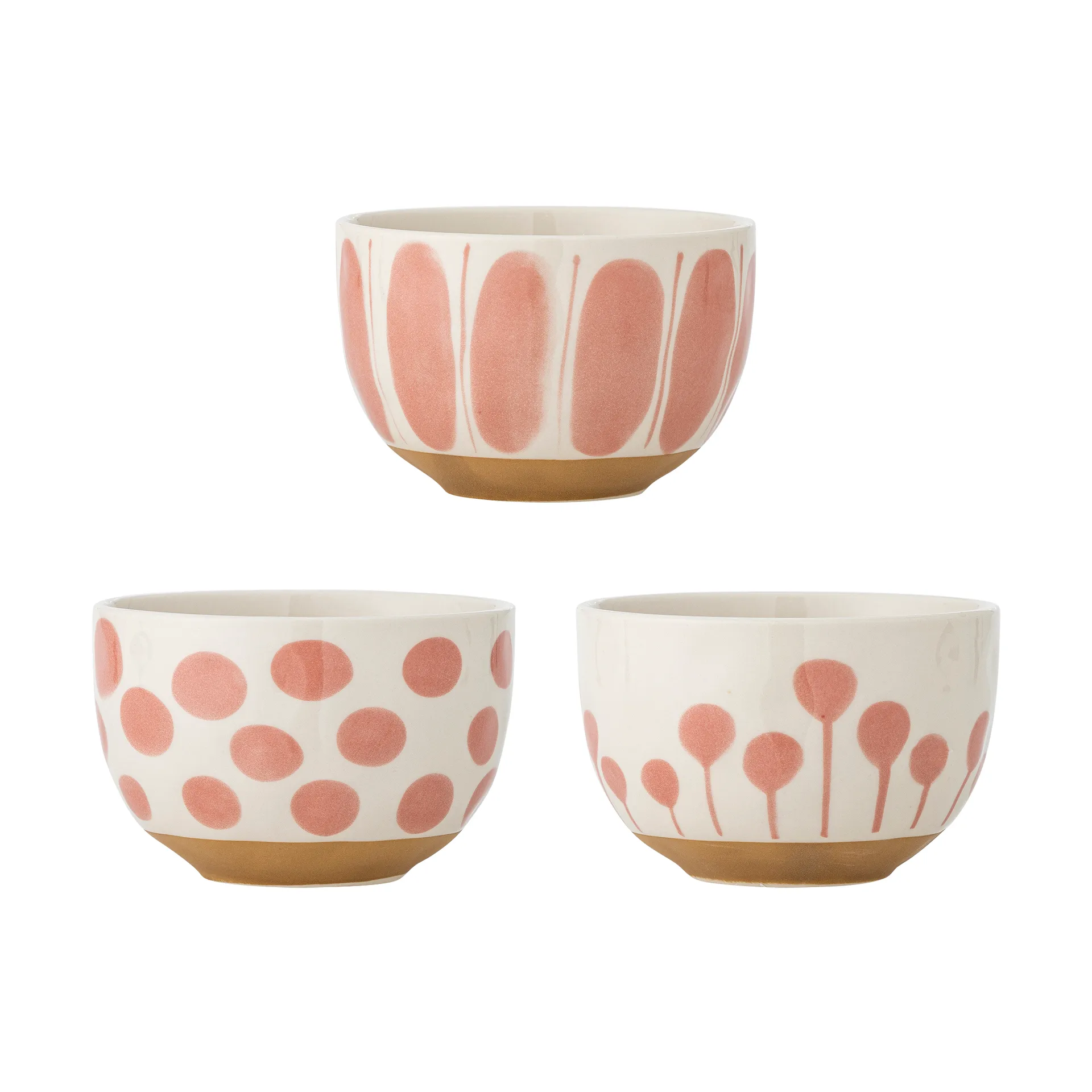 Creative Collection - Linora Skål - Rosa - Stentøj - 460 Ml - Sæt Med 3