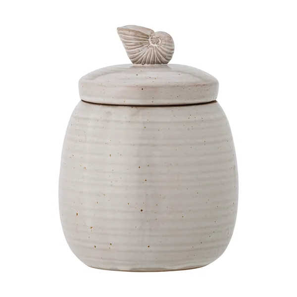 Mahlet burk med lock Ø11x14 cm, Natural stoneware