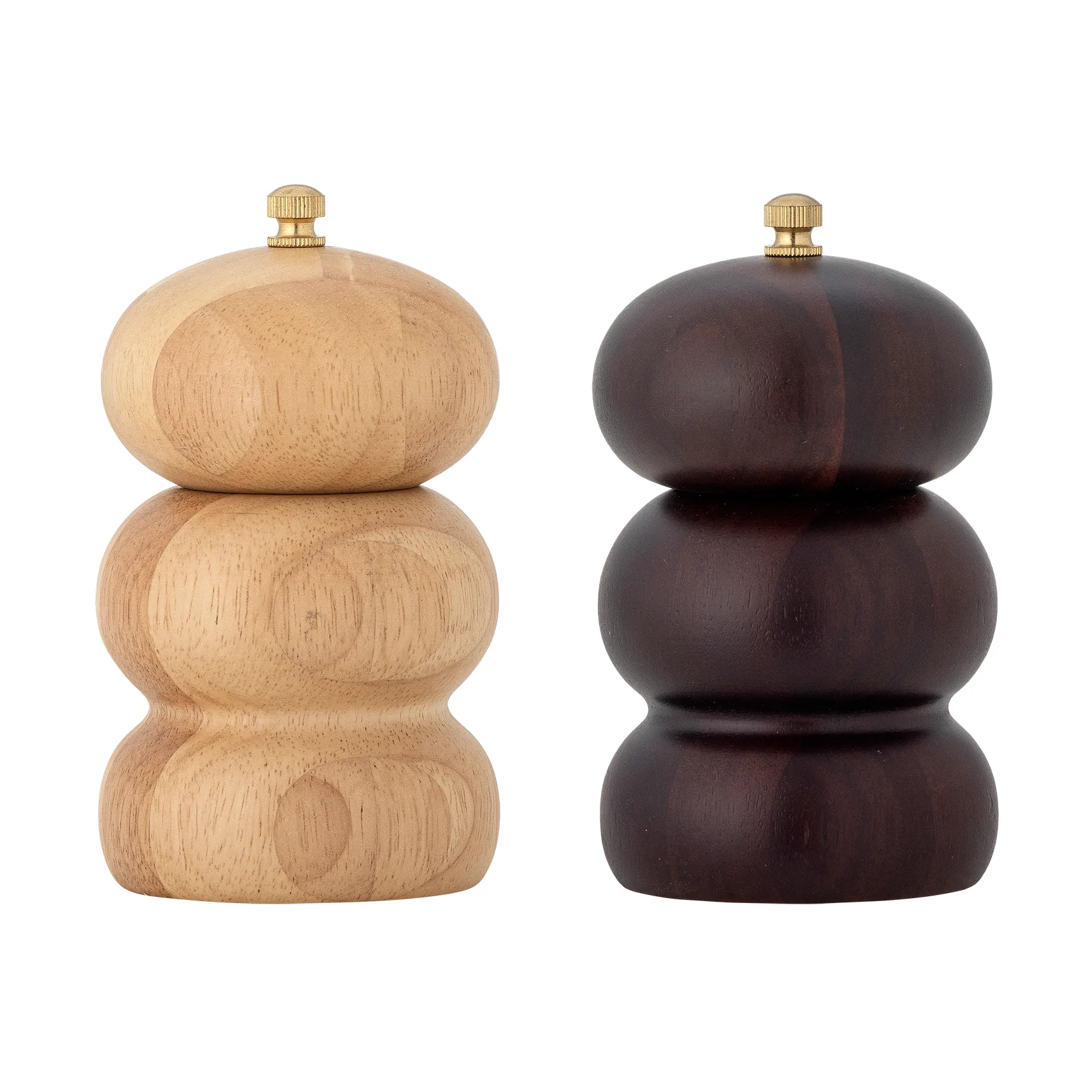 Bloomingville - Marge Salt & Peberkværn, Natur, Gummitræ - Ø7,5 Ã H13 cm, sæt med 2