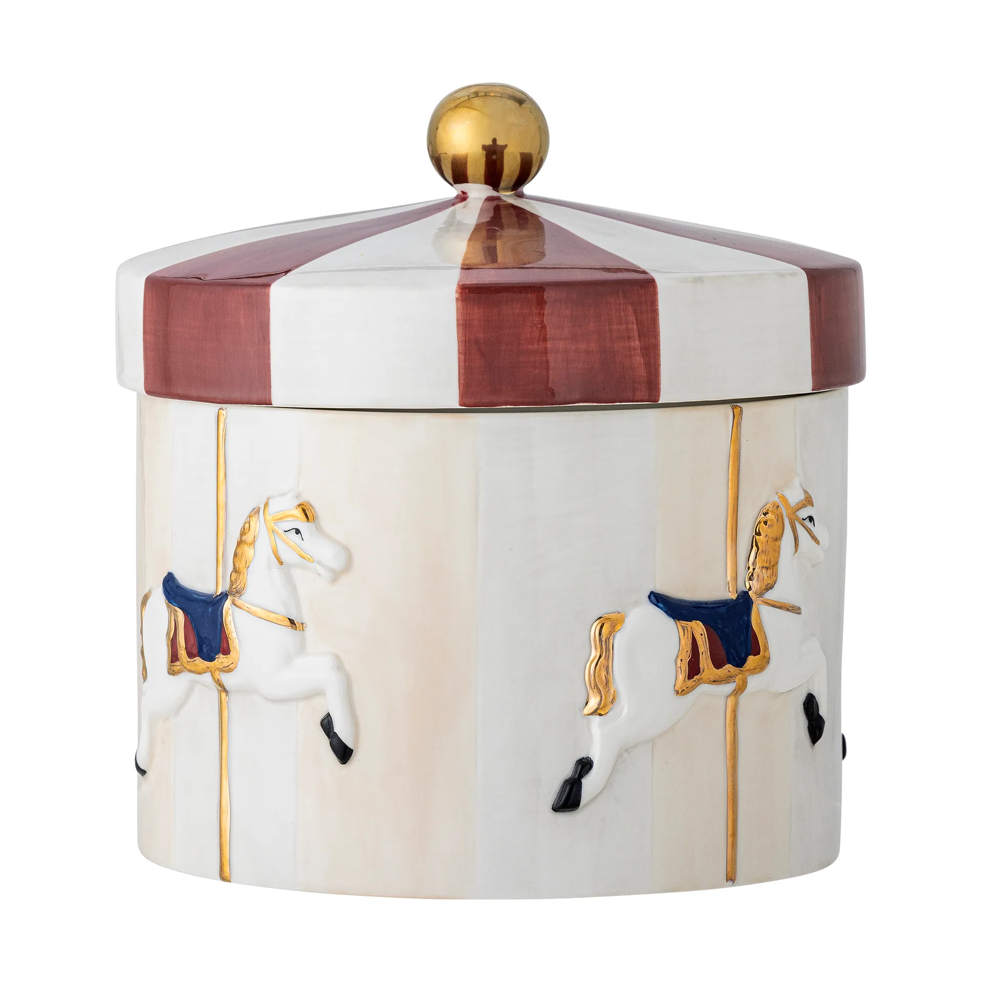 Bloomingville - Merry-go-round Krukke m/låg, Multifarvet, Stentøj - Ø19,5 Ã H20,5 cm