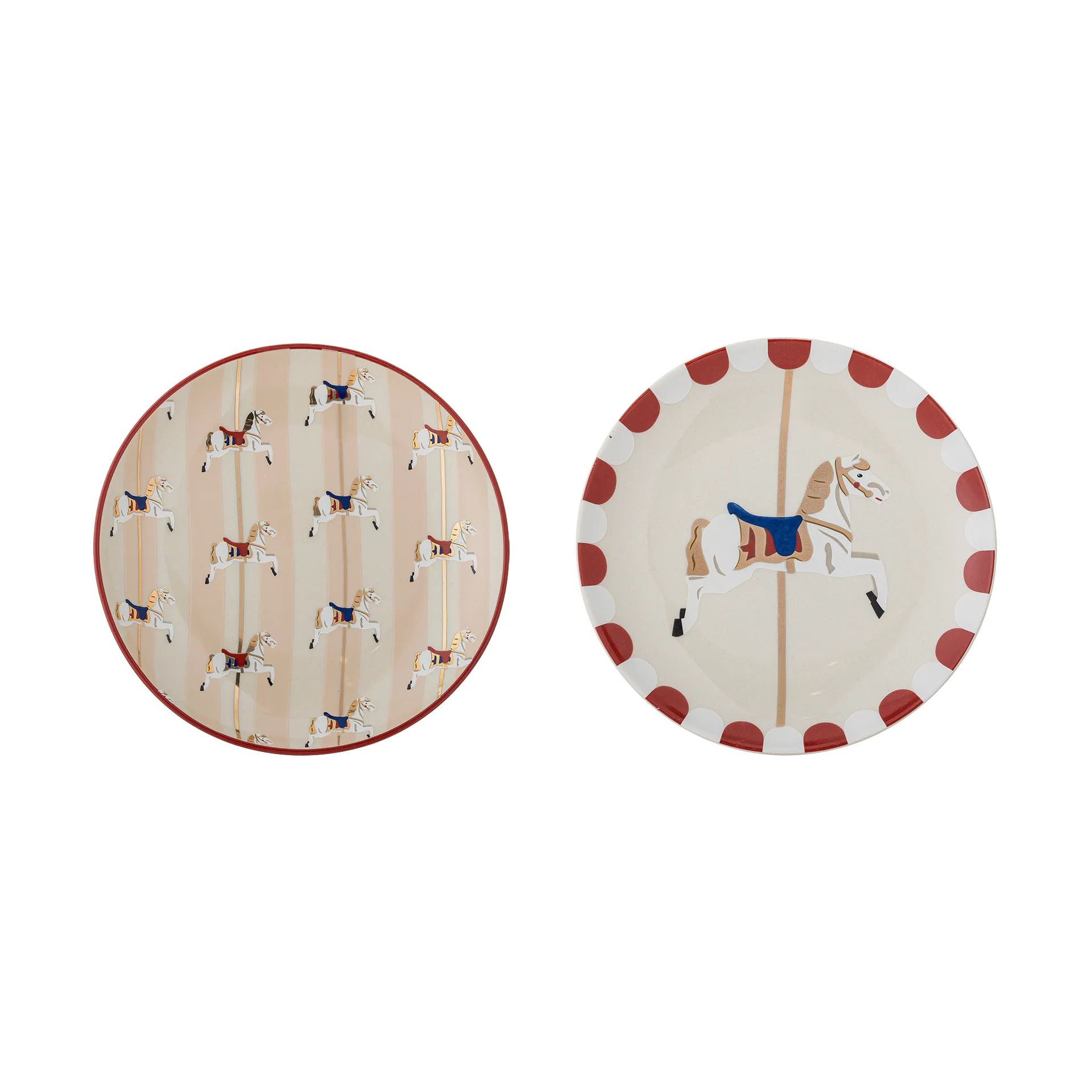 Bloomingville Merry-go-round tallrik &Oslash;16 cm 2 delar Beige-r&ouml;d