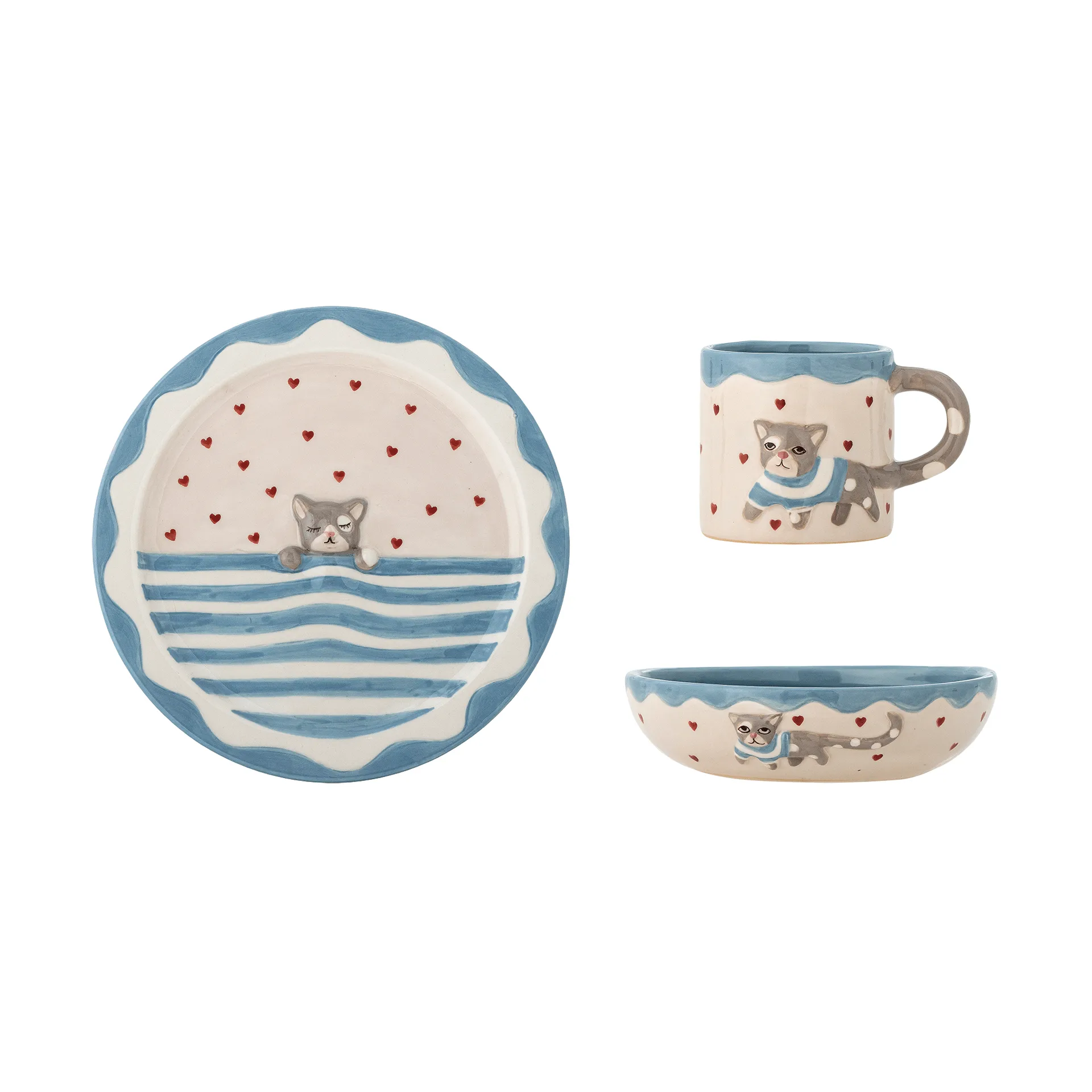 Bloomingville Mille servisesett Katter, 3 deler